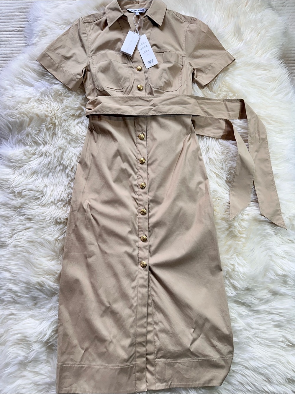 Veronica Beard Tabby Midi Dress – Stone Khaki – Size 0 – NWT - Picture 4 of 16